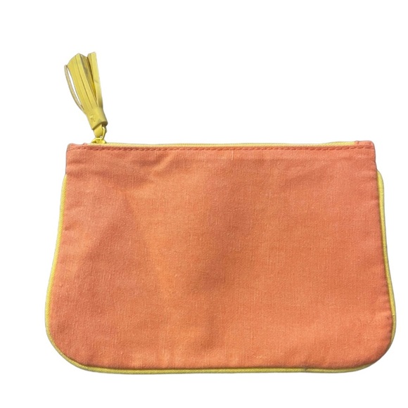 Ipsy Makeup Bag Orange with Yellow Zipper & Trim and Orange Interior - Picture 2 of 2